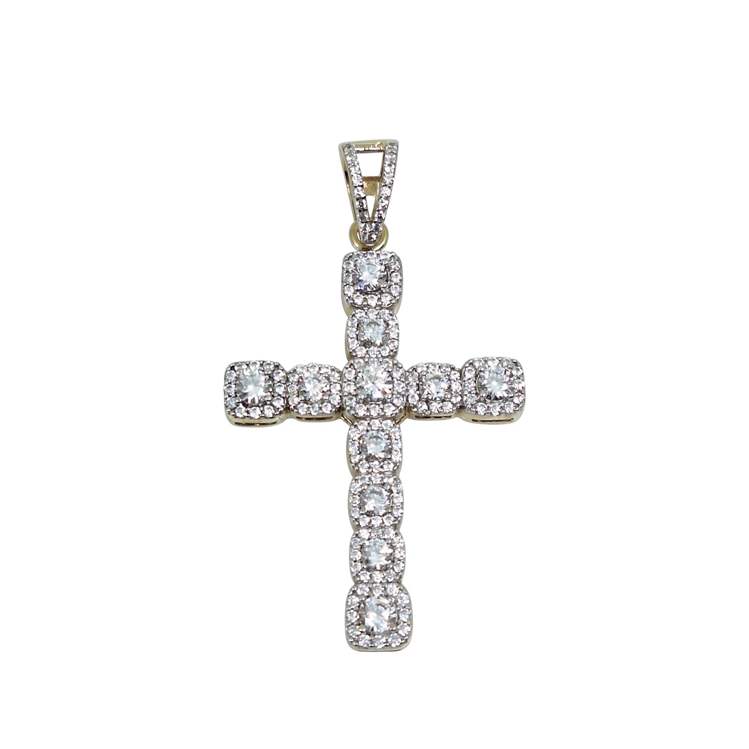 9ct Yellow Gold CZ Cross Pendant