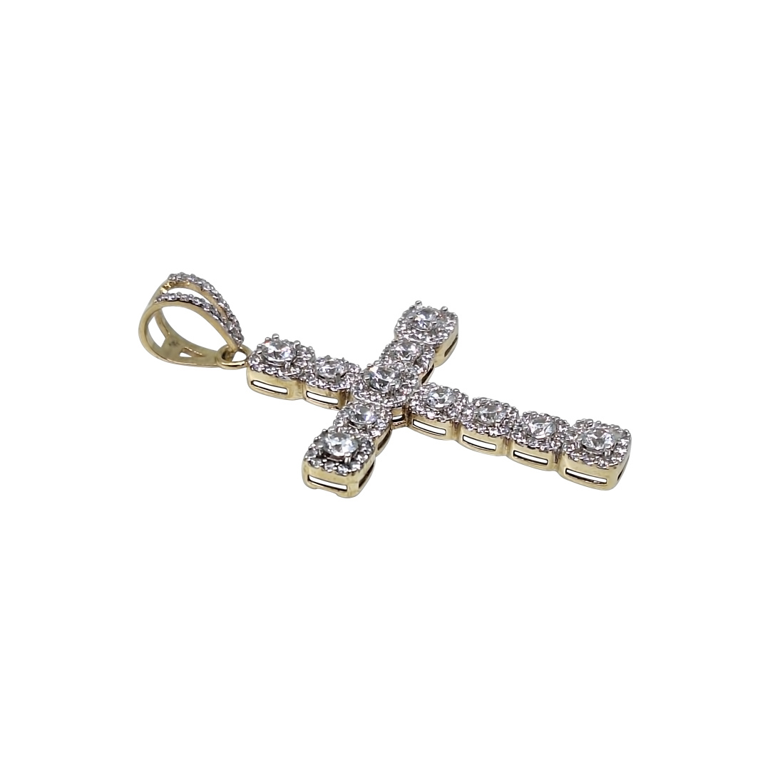 9ct Yellow Gold CZ Cross Pendant