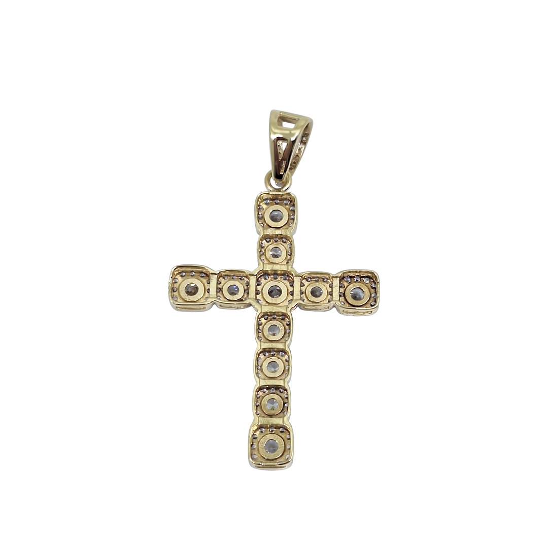 9ct Yellow Gold CZ Cross Pendant