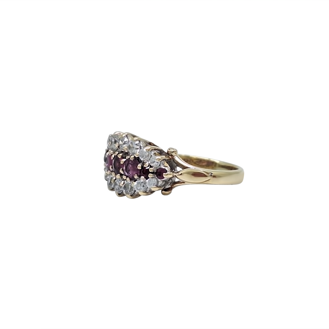 9ct Yellow Gold Pink Gemstone & CZ Ring