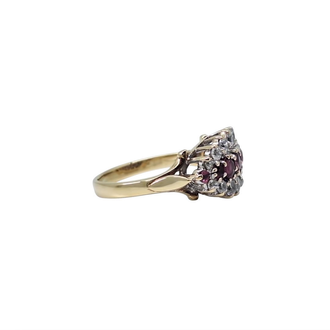 9ct Yellow Gold Pink Gemstone & CZ Ring
