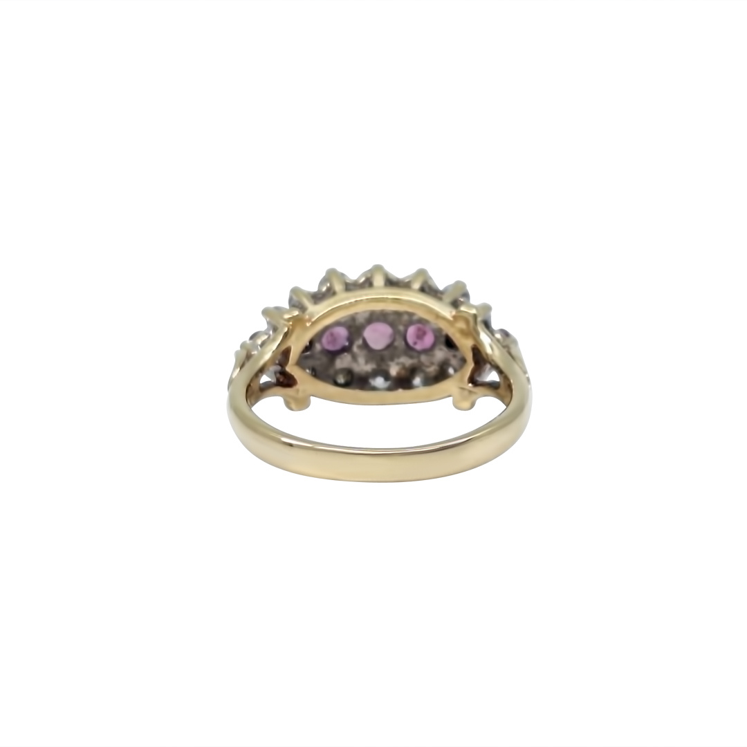 9ct Yellow Gold Pink Gemstone & CZ Ring