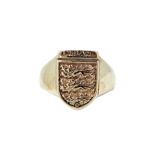 9ct Yellow Gold Three Lions England Ring