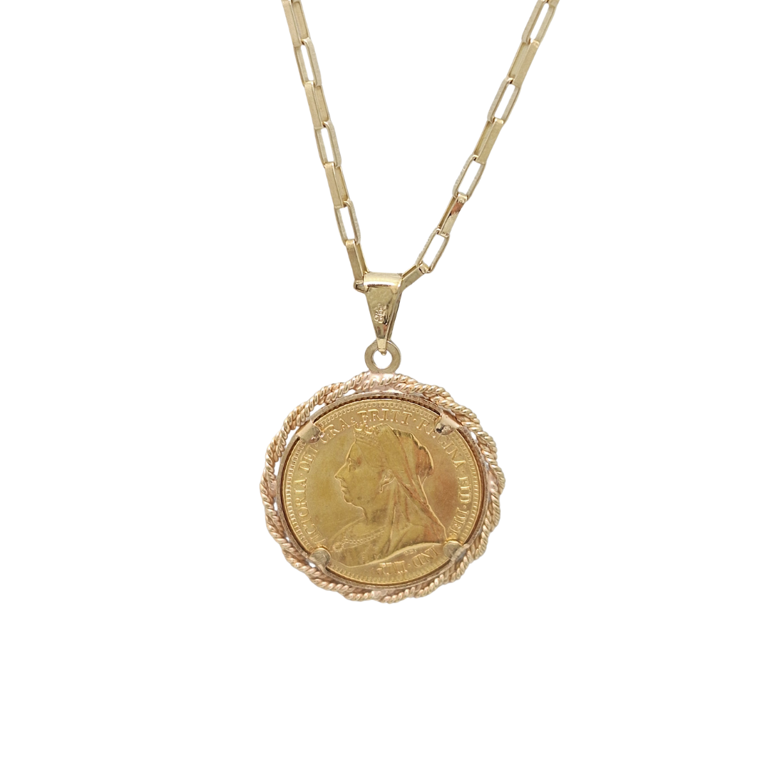 Half Sovereign Pendant 1893 & Belcher Chain 36"