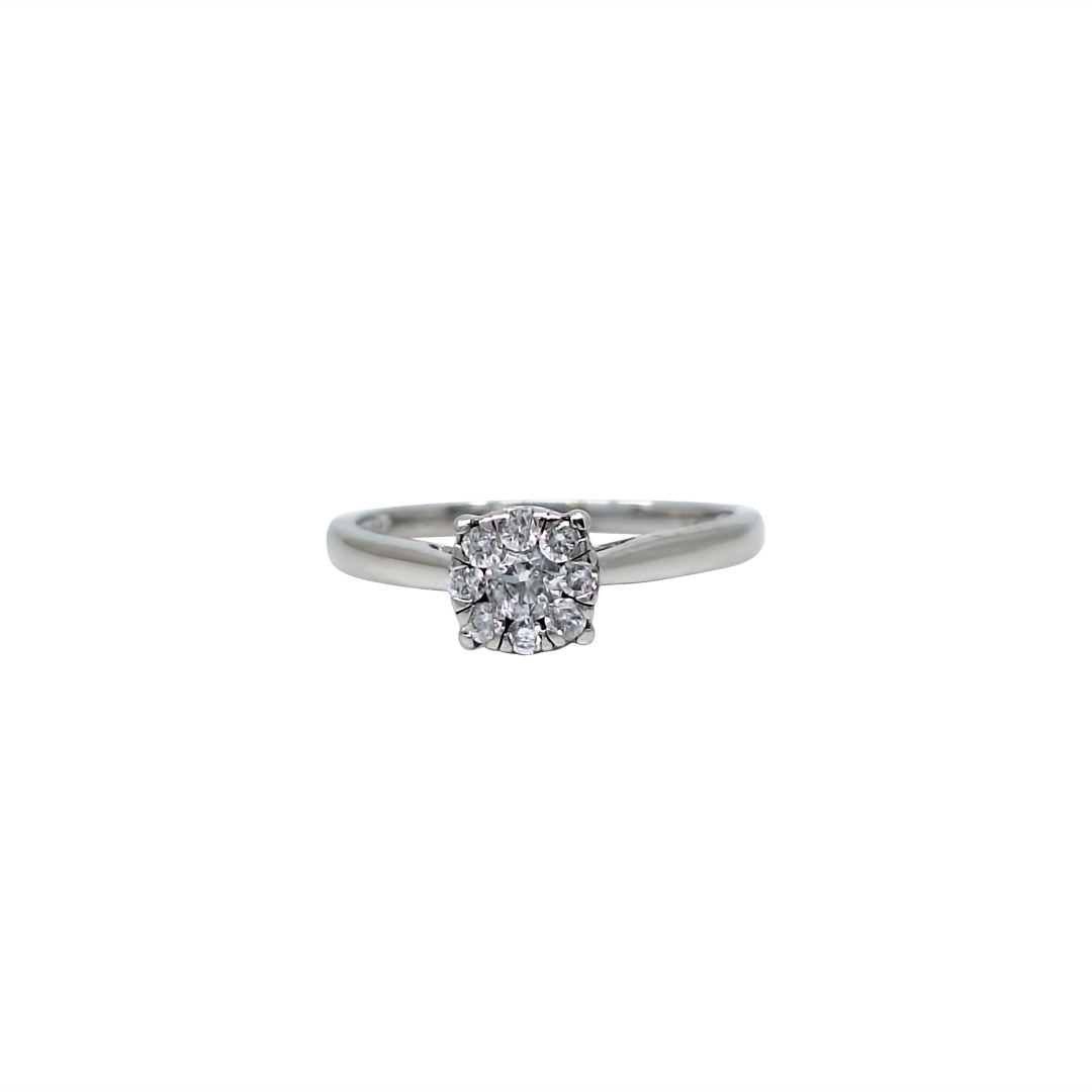 9ct White Gold Diamond Cluster Ring 0.25ct