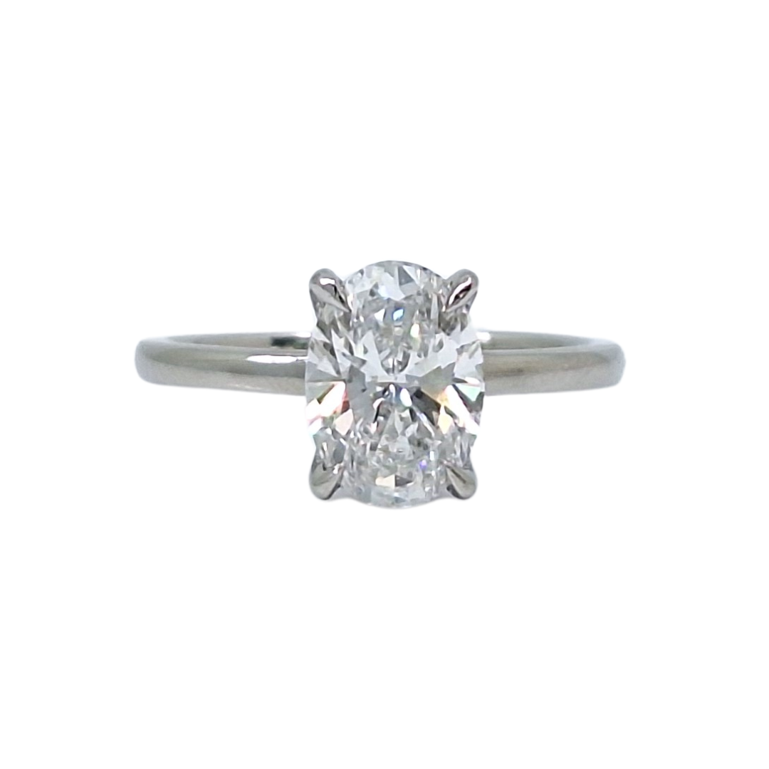 Platinum Lab Grown Oval Diamond Solitaire Ring 1.61ct