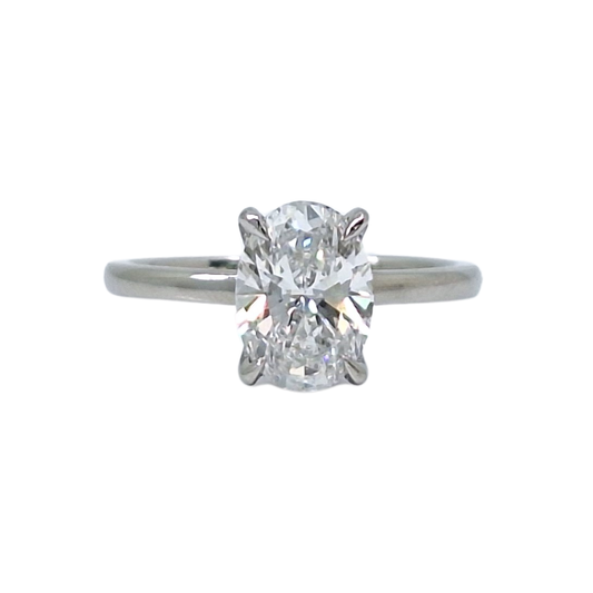 Platinum Lab Grown Oval Diamond Solitaire Ring 1.61ct