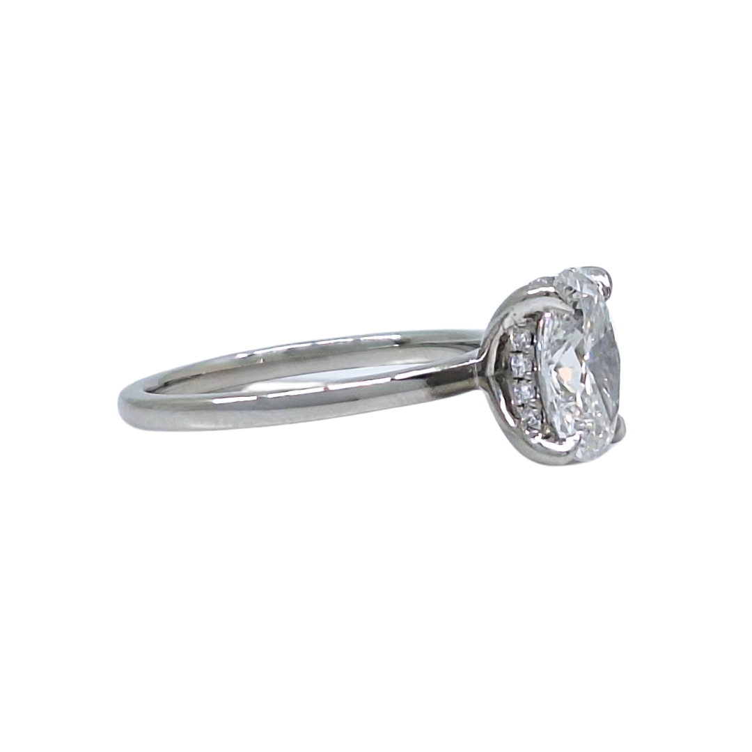 Platinum Lab Grown Oval Diamond Solitaire Ring 1.61ct