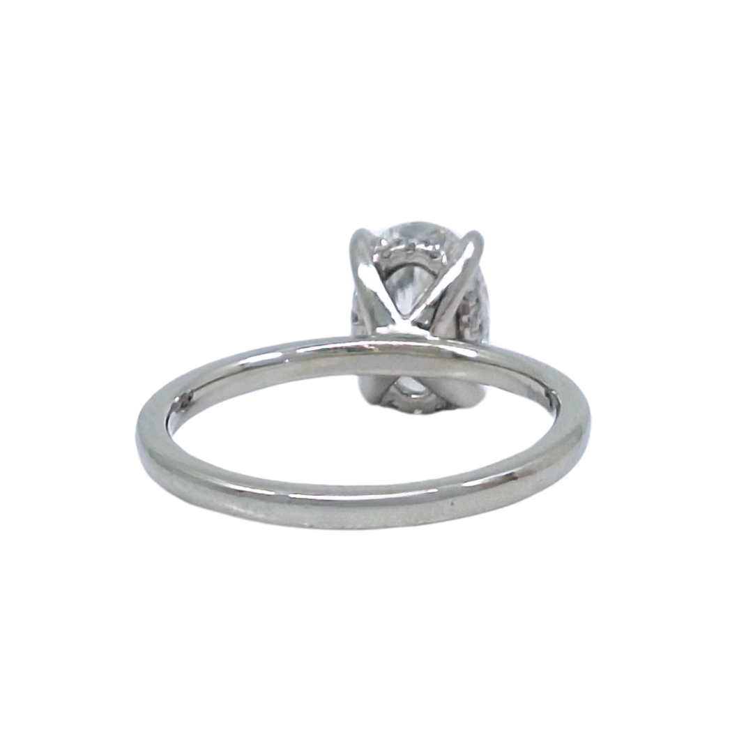 Platinum Lab Grown Oval Diamond Solitaire Ring 1.61ct