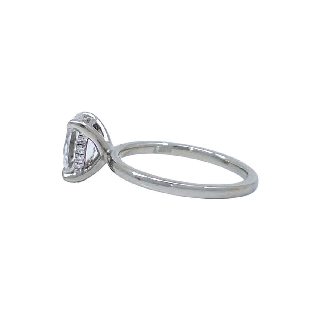 Platinum Lab Grown Oval Diamond Solitaire Ring 1.61ct