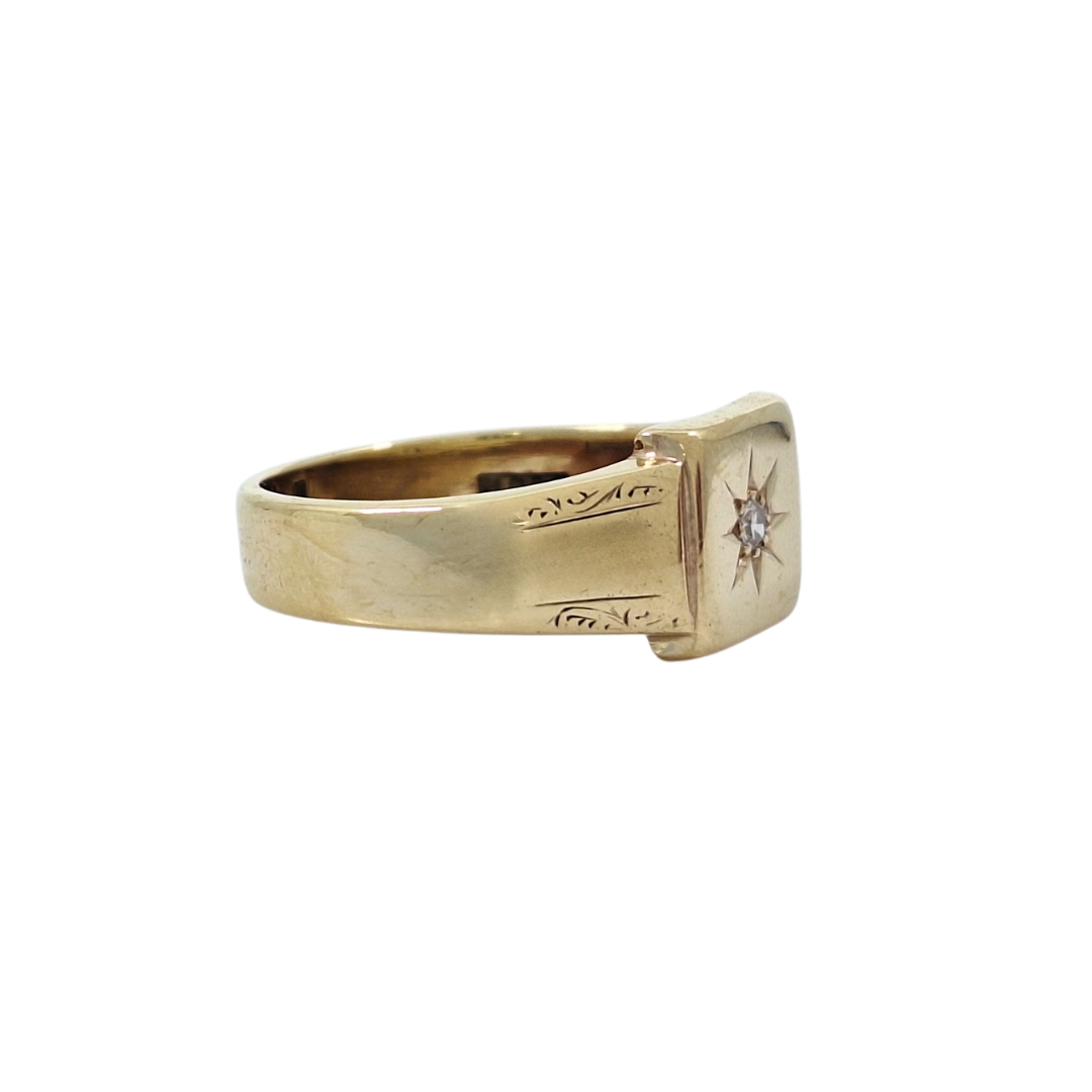 9ct Yellow Gold Diamond Signet Ring