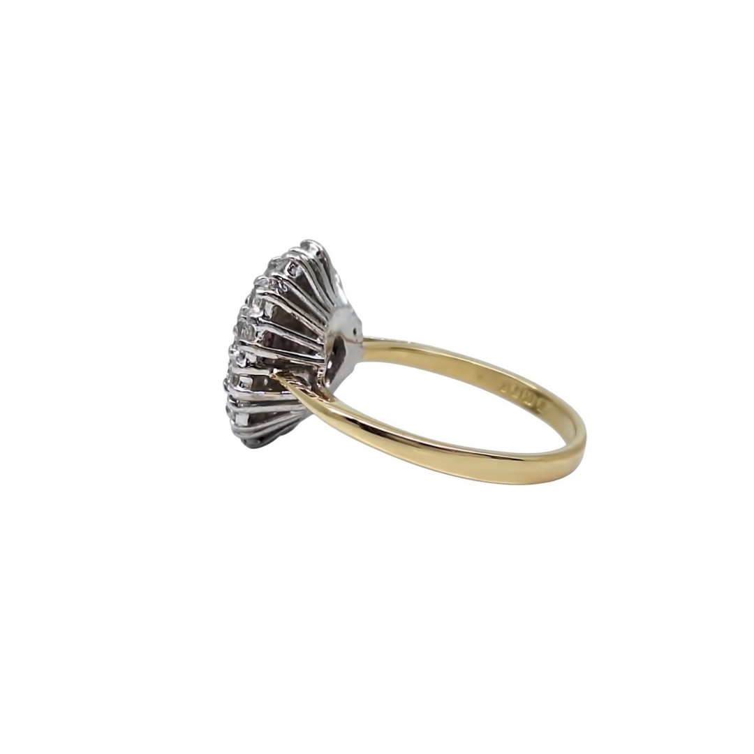 18ct Yellow Gold Ruby & Diamond Cluster Ring