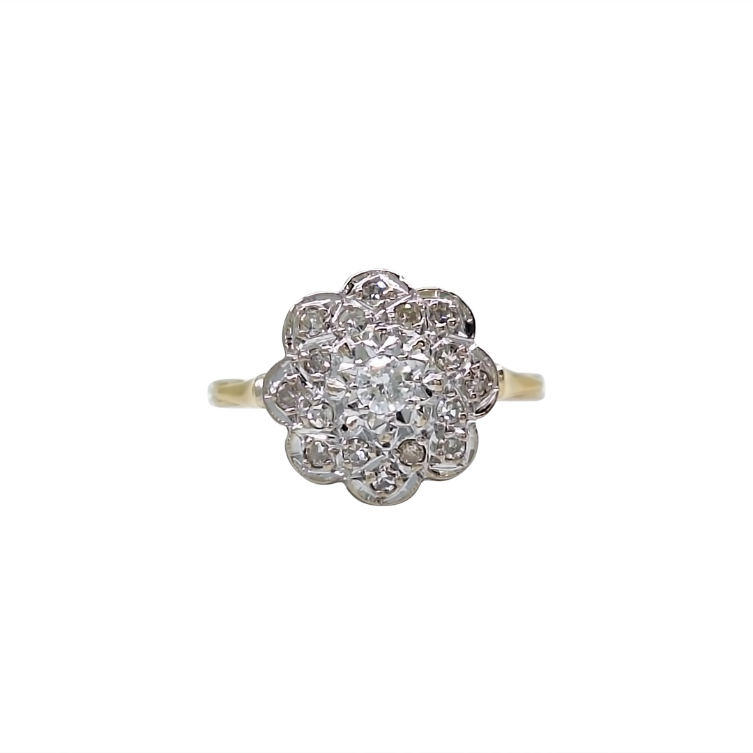 18ct Yellow Gold Diamond Flower Cluster Ring 0.50ct