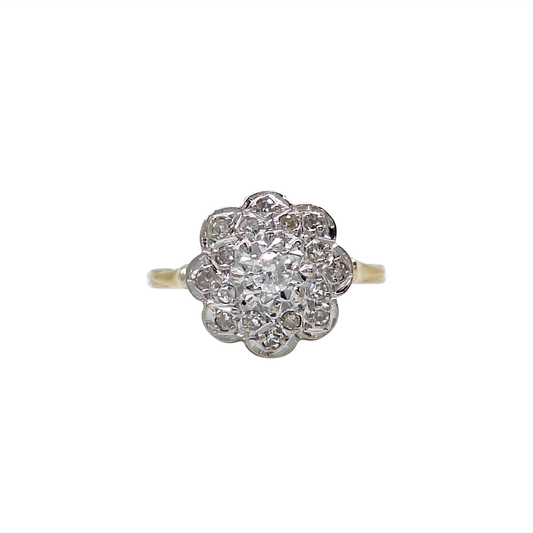 18ct Yellow Gold Diamond Flower Cluster Ring 0.50ct