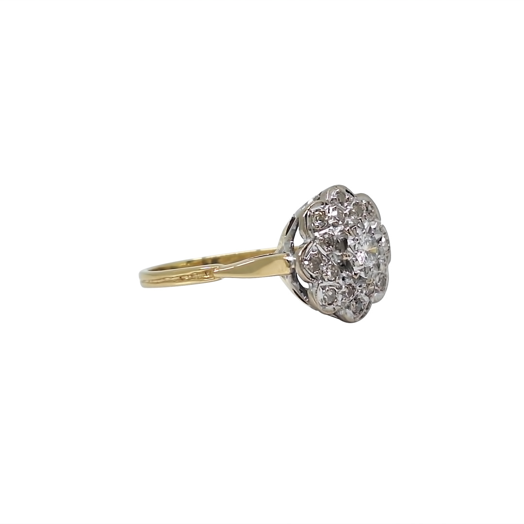 18ct Yellow Gold Diamond Flower Cluster Ring 0.50ct
