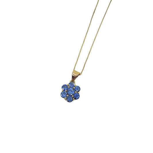 18ct Yellow Gold Sapphire Cluster Pendant