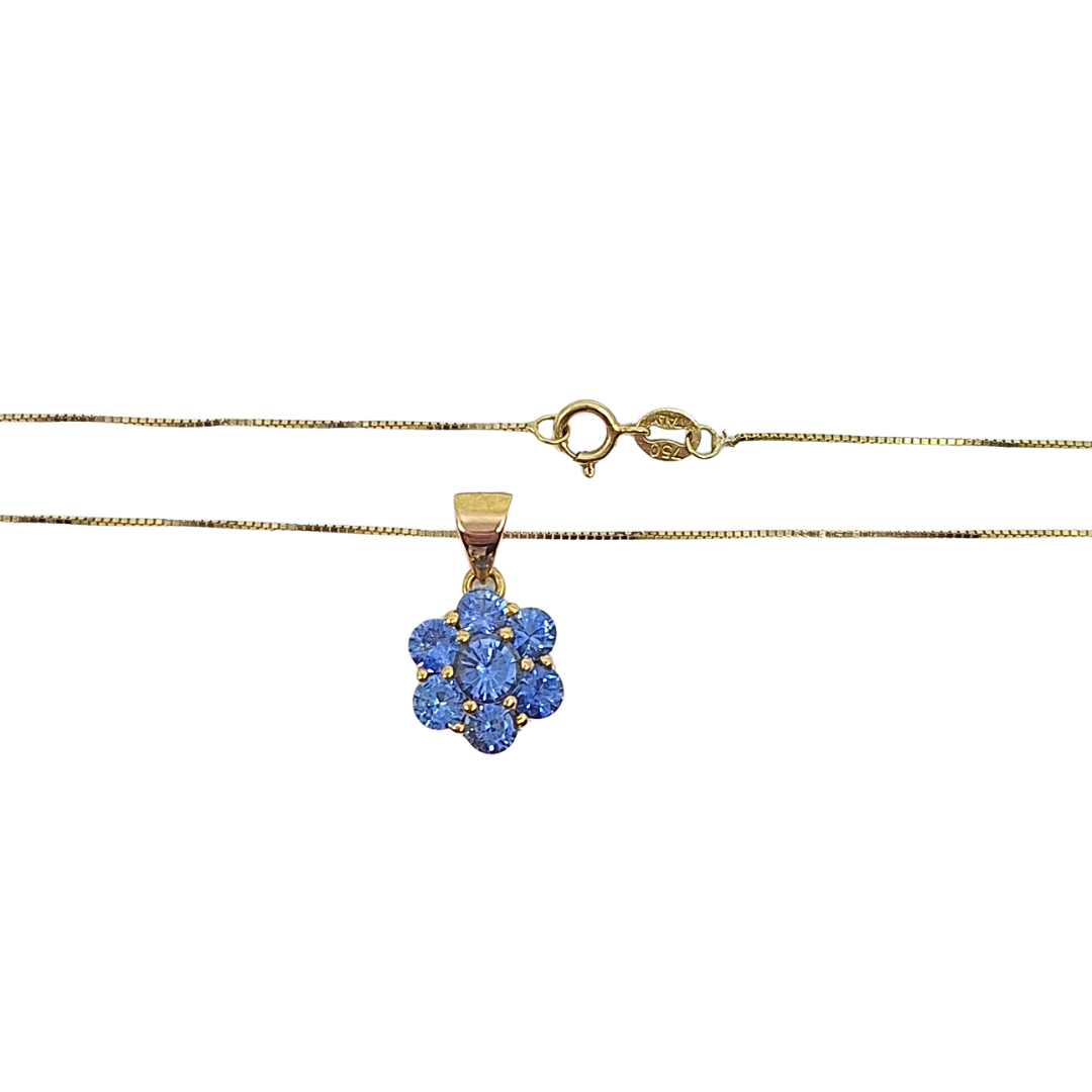 18ct Yellow Gold Sapphire Cluster Pendant