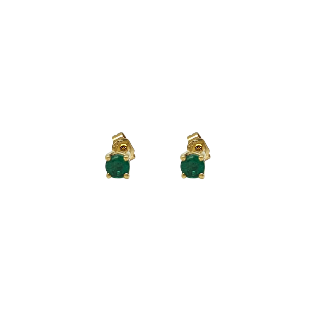 18ct Yellow Gold Emerald Stud Earrings