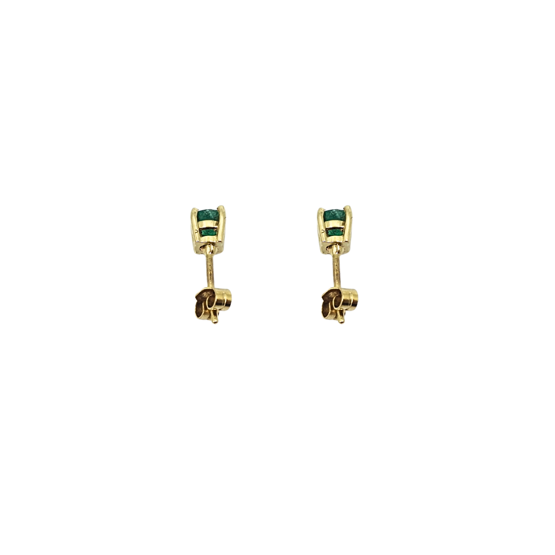 18ct Yellow Gold Emerald Stud Earrings
