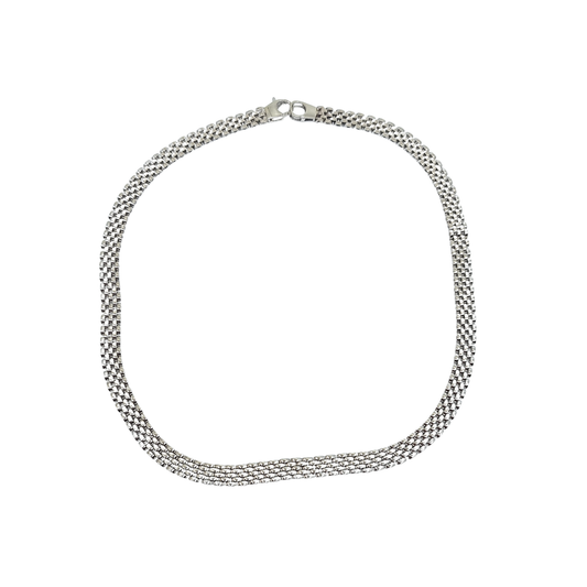 14ct White Gold Mesh Flat Collar Necklace16"