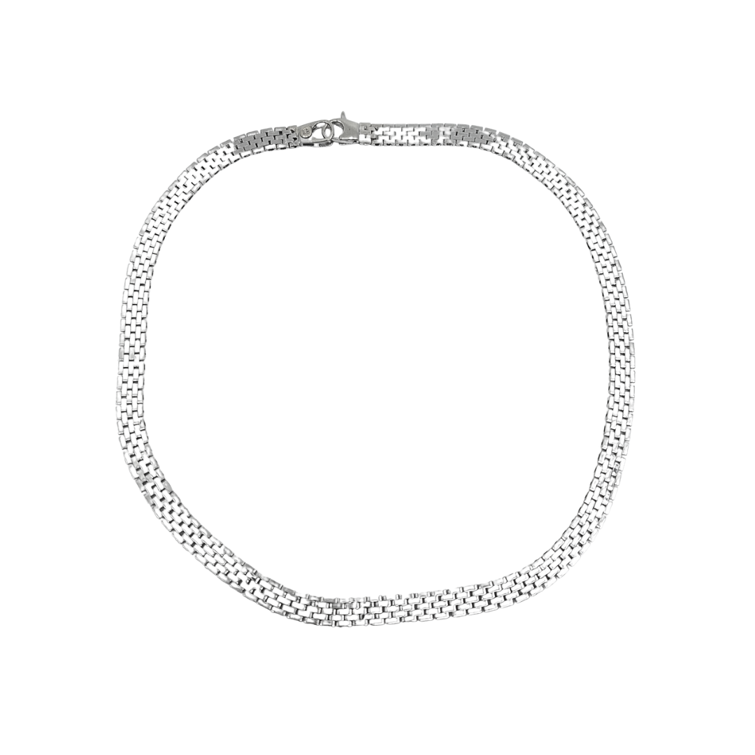 14ct White Gold Mesh Flat Collar Necklace16"