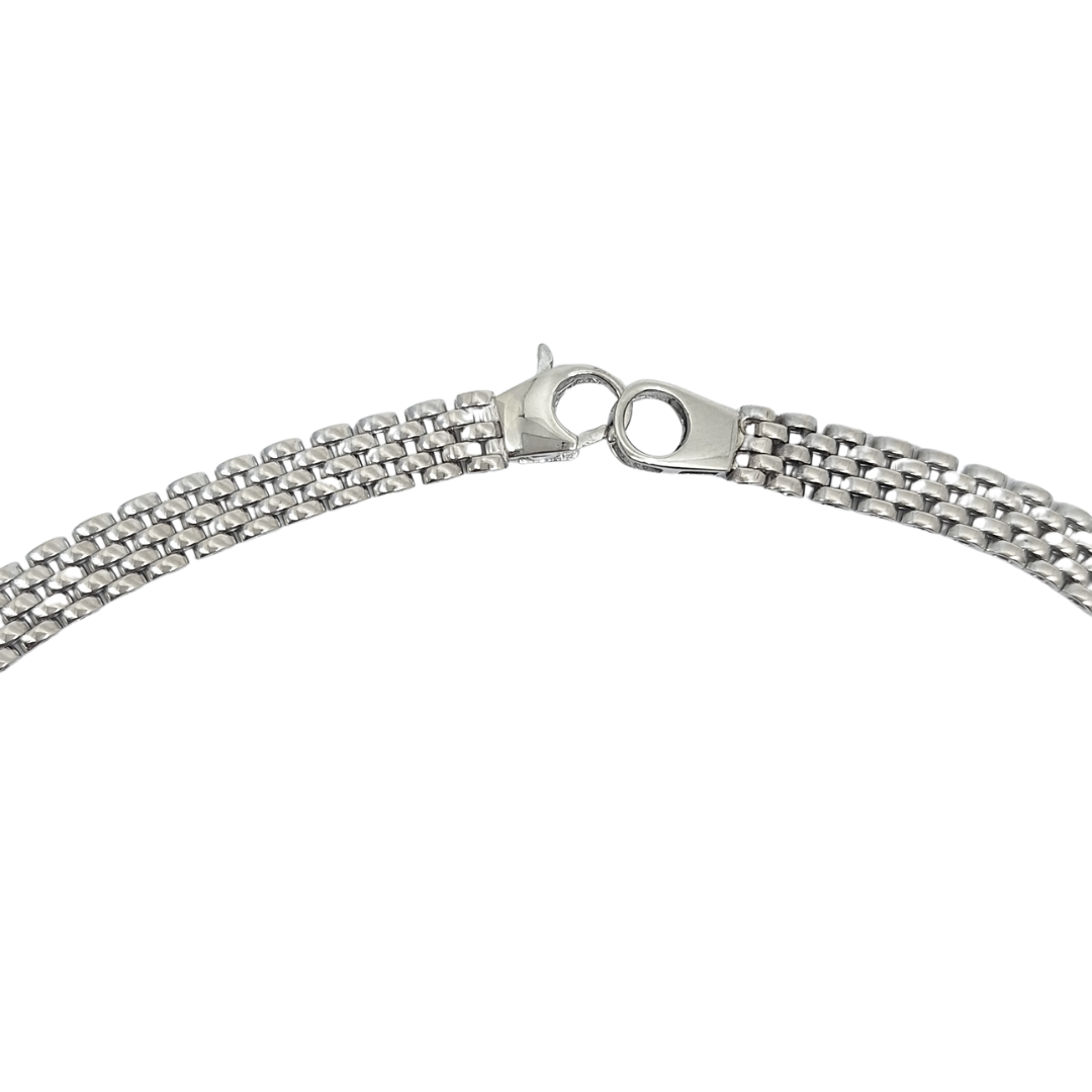 14ct White Gold Mesh Flat Collar Necklace16"