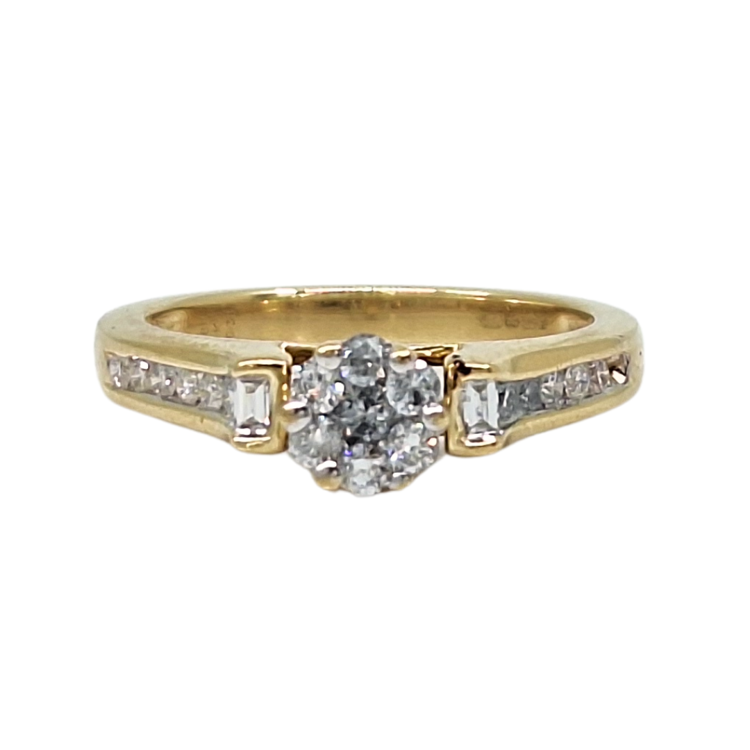 18ct Yellow Gold Diamond Cluster Ring 0.36ct