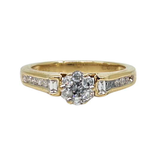 18ct Yellow Gold Diamond Cluster Ring 0.36ct