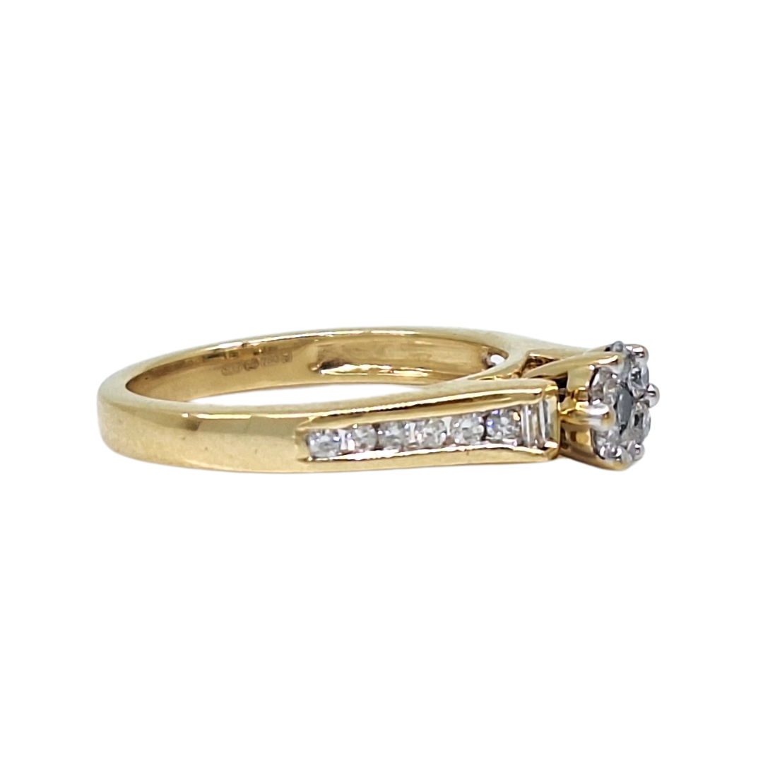18ct Yellow Gold Diamond Cluster Ring 0.36ct