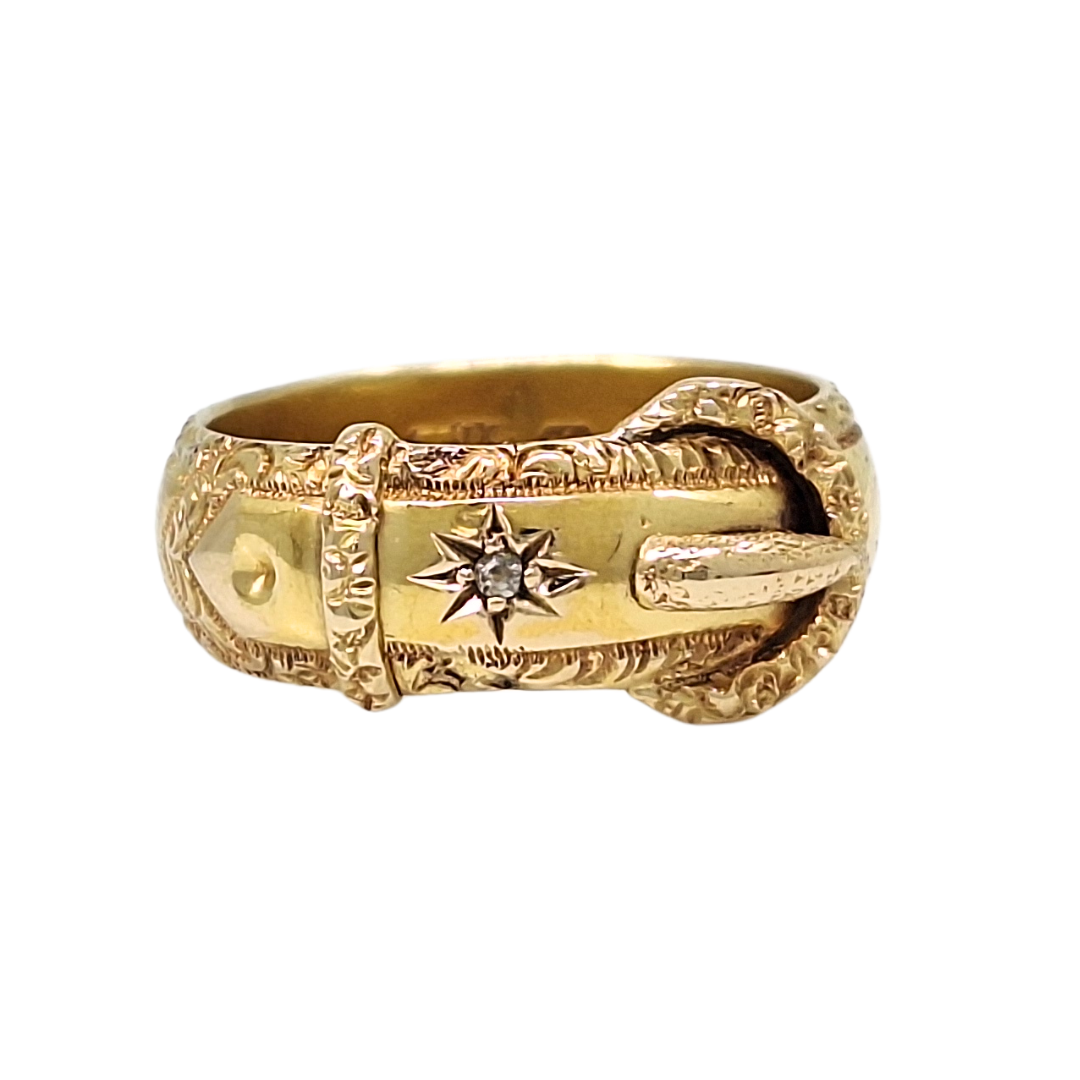 18ct Yellow Gold Diamond Buckle Ring