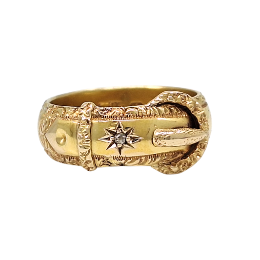 18ct Yellow Gold Diamond Buckle Ring