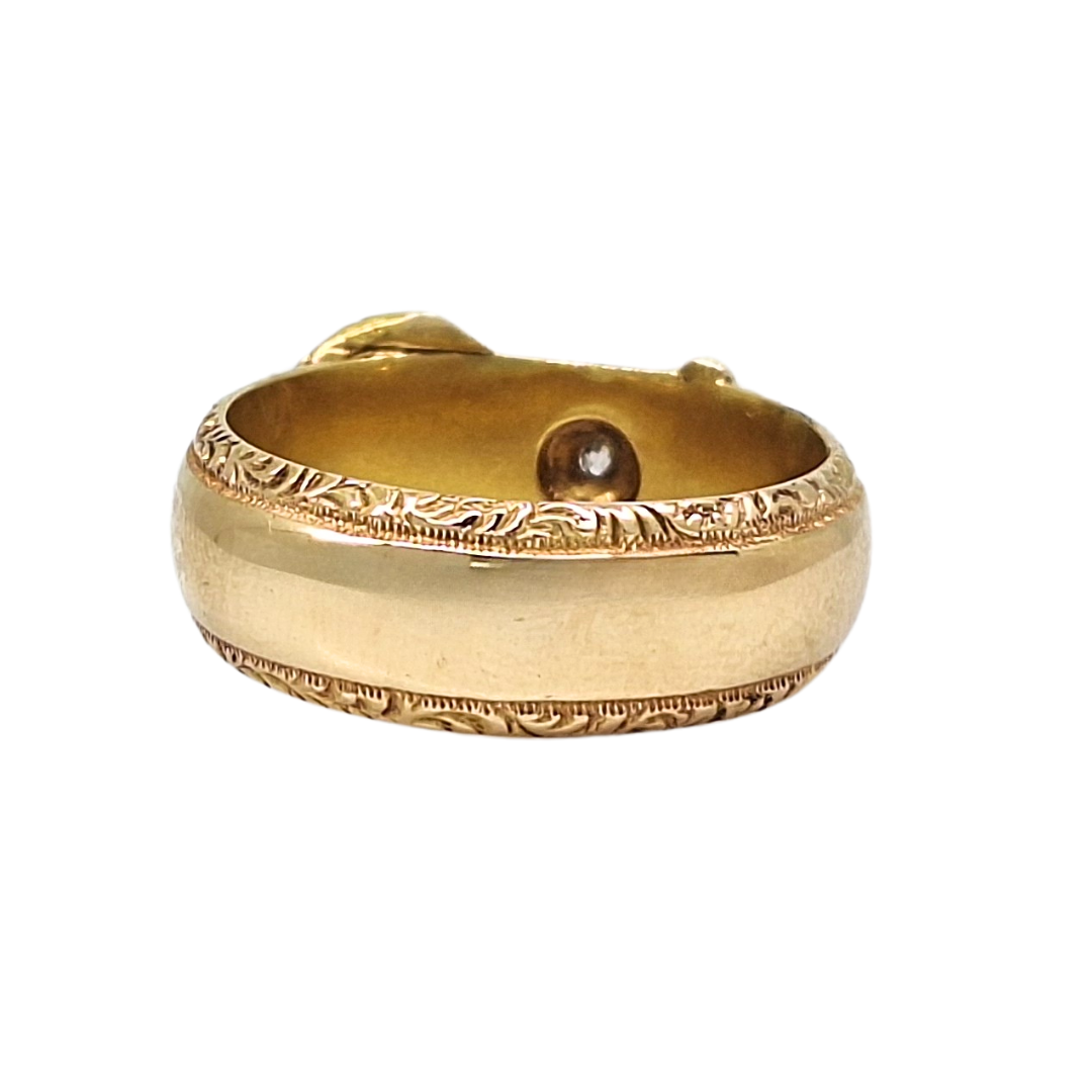 18ct Yellow Gold Diamond Buckle Ring