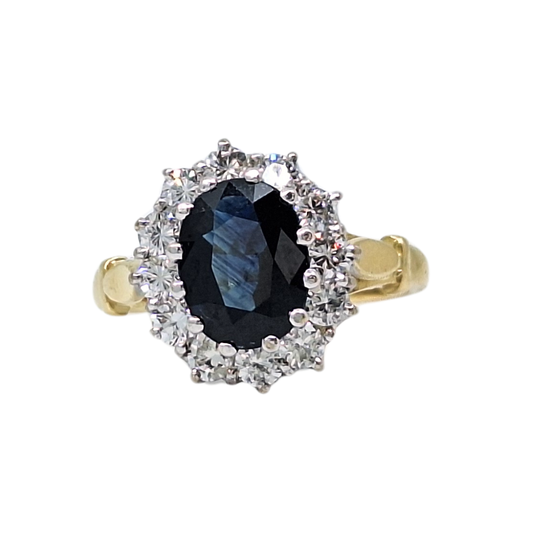 18ct Yellow Gold Sapphire & Diamond Ring