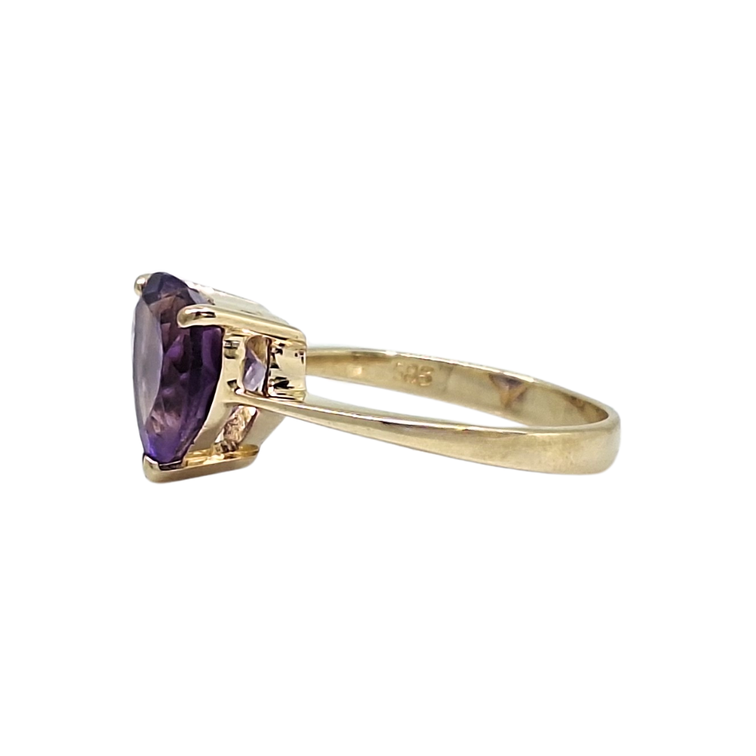 14ct Yellow Gold Amethyst Heart Ring