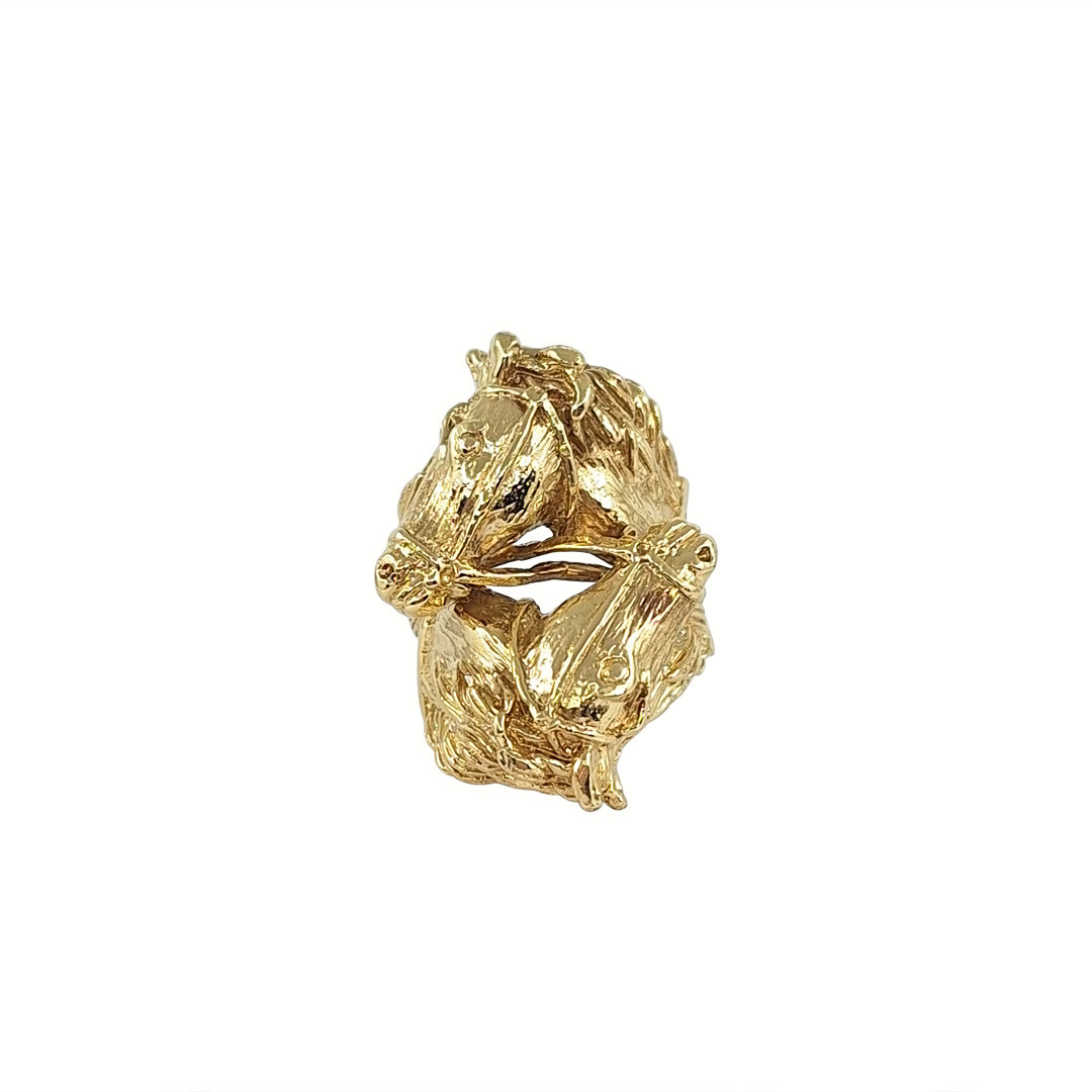 9ct Yellow Gold Double Horse Head Ring