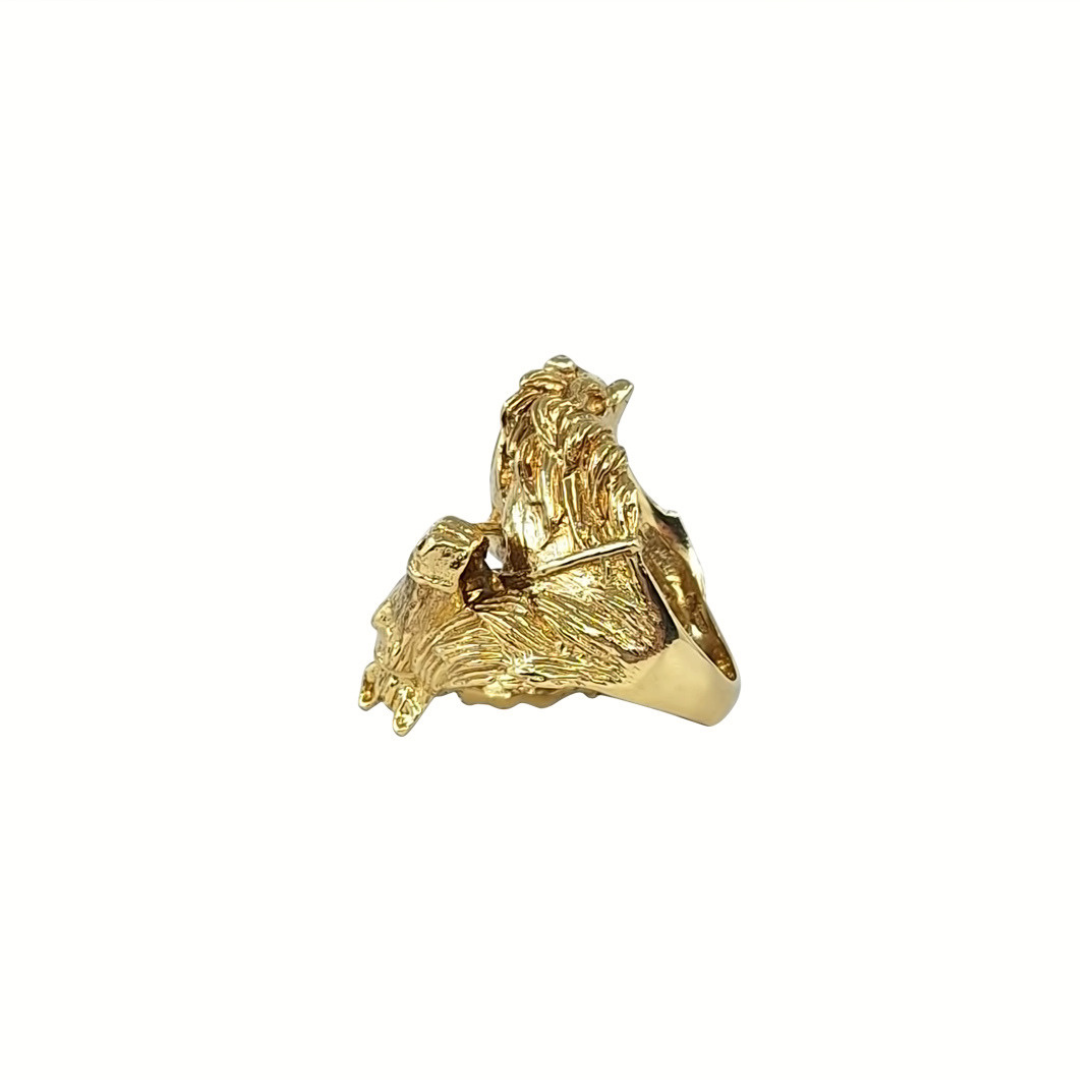 9ct Yellow Gold Double Horse Head Ring