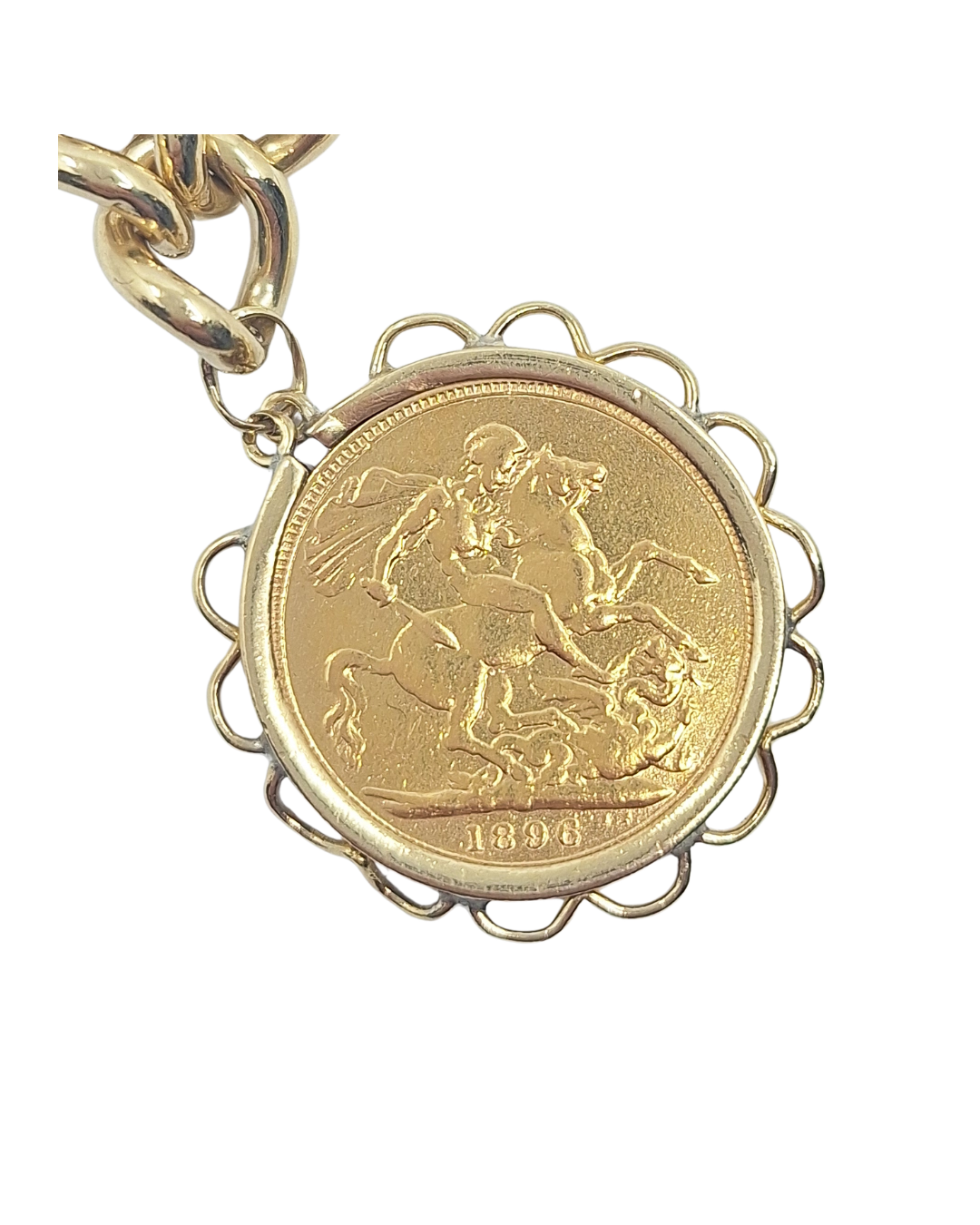 9ct Yellow Gold Heart Lock Bracelet With Three Full Sovereigns