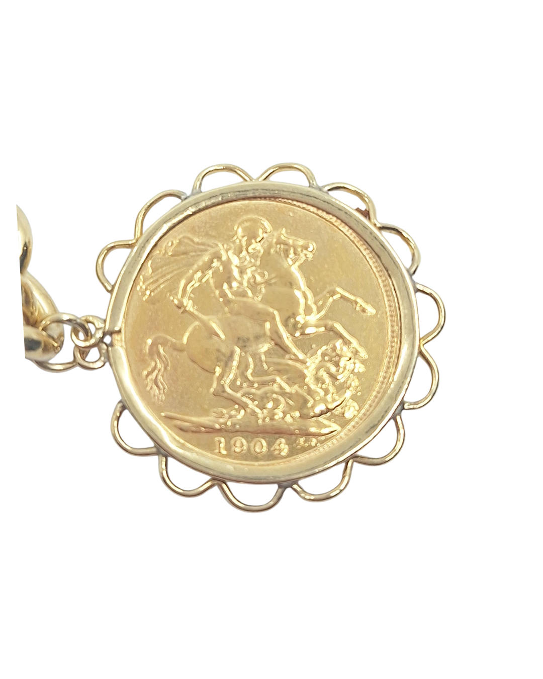 9ct Yellow Gold Heart Lock Bracelet With Three Full Sovereigns