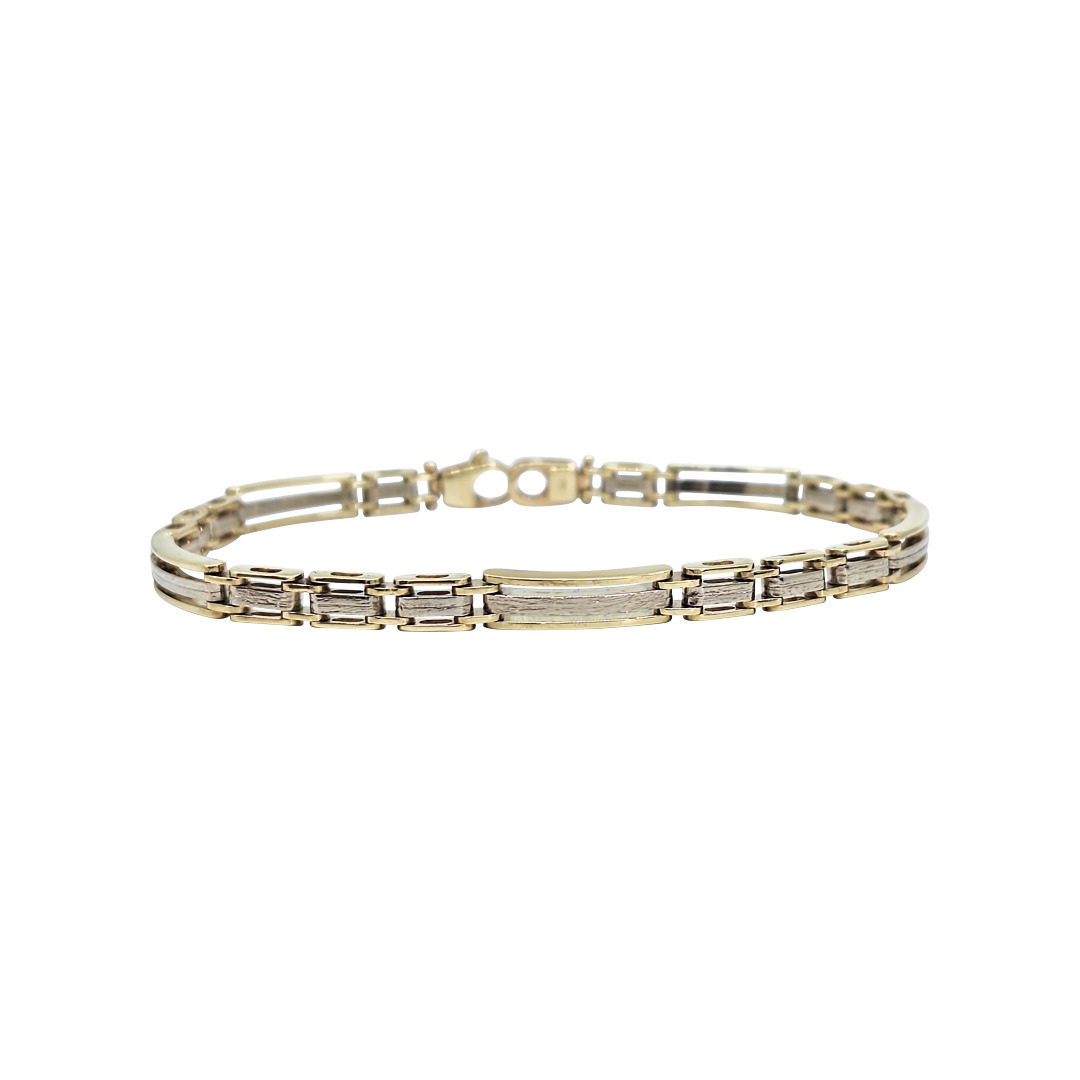 9ct Bi Colour Fancy Bar Link Bracelet 8.5"
