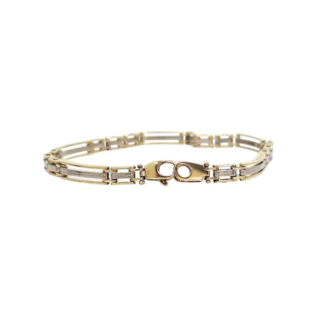 9ct Bi Colour Fancy Bar Link Bracelet 8.5"