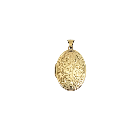 9ct Yellow Gold Oval Patterned Locket