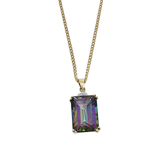 9ct Yellow Gold Mystic Pendant & Chain 18"