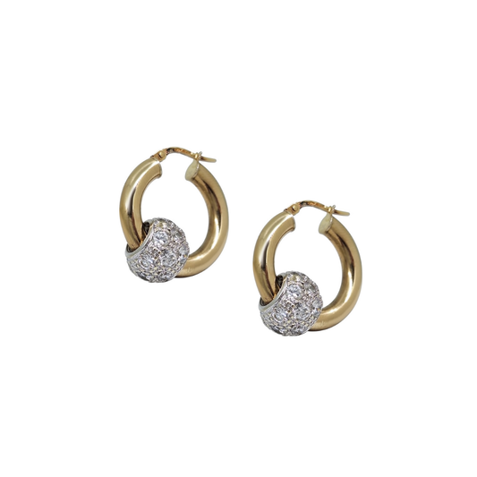 9ct Yellow Gold CZ Ball Hoops