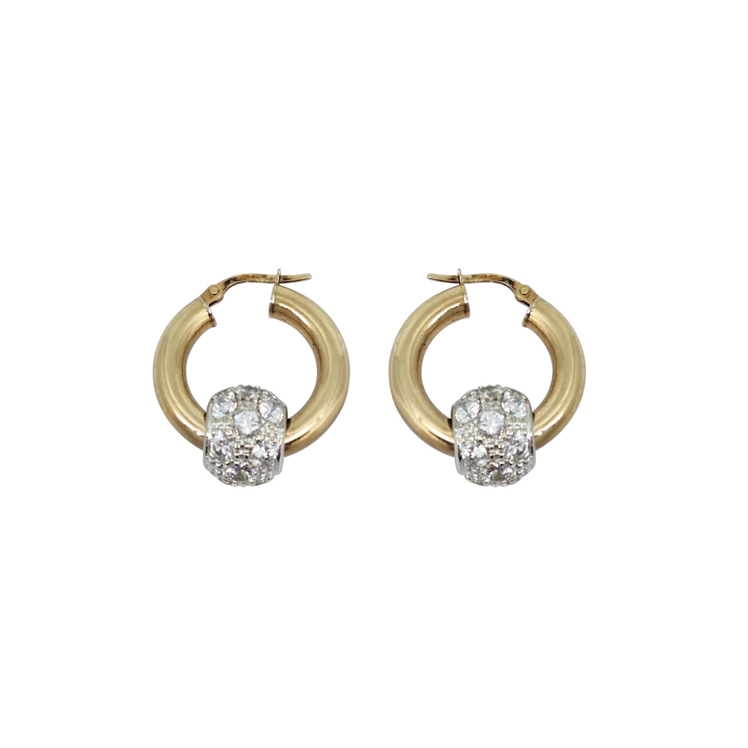 9ct Yellow Gold CZ Ball Hoops
