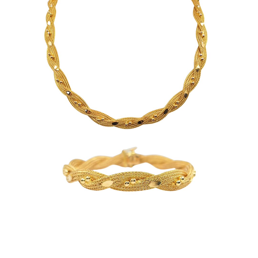 18ct Yellow Gold Necklace & Bracelet Set