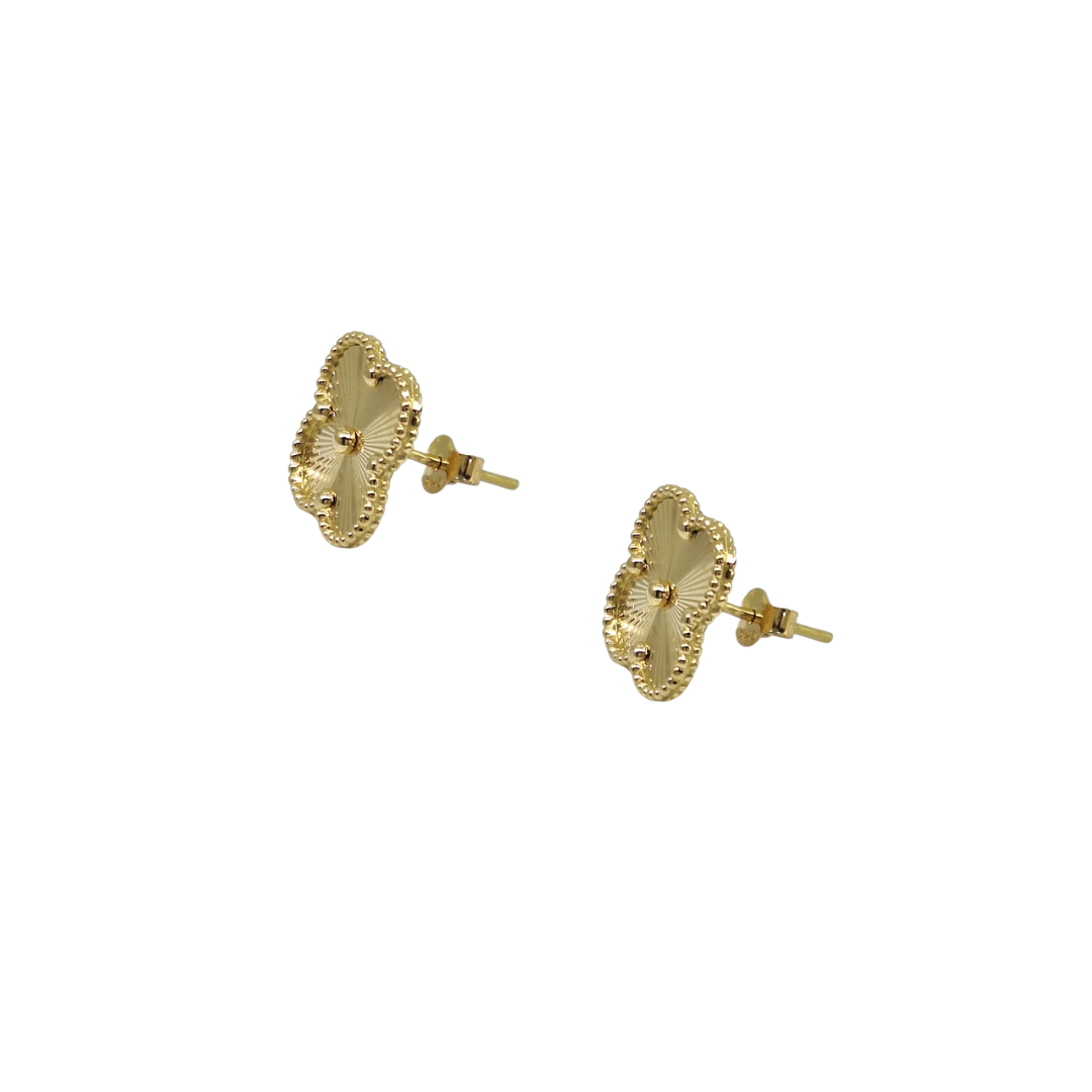18ct Yellow Gold Clover Stud Earrings