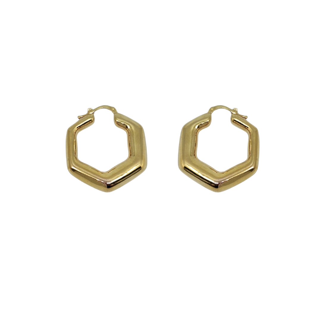 18ct Yellow Gold Hexagon Hoops