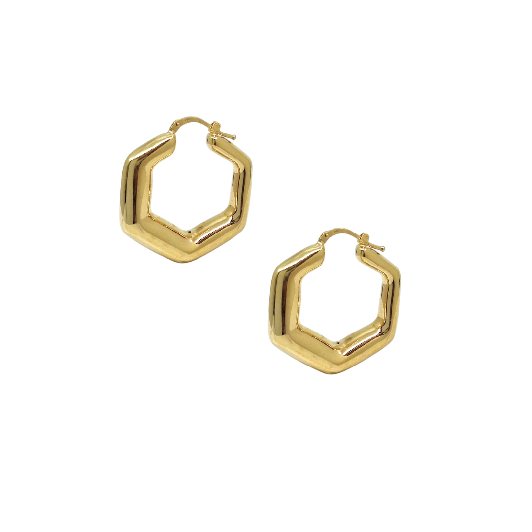 18ct Yellow Gold Hexagon Hoops