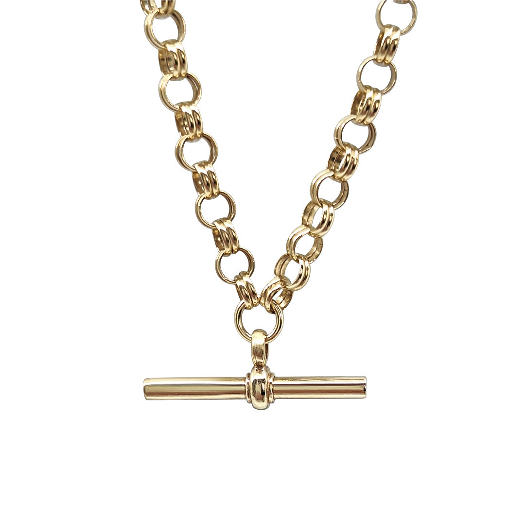 9ct Yellow Gold Becker Chain With T Bar 18"