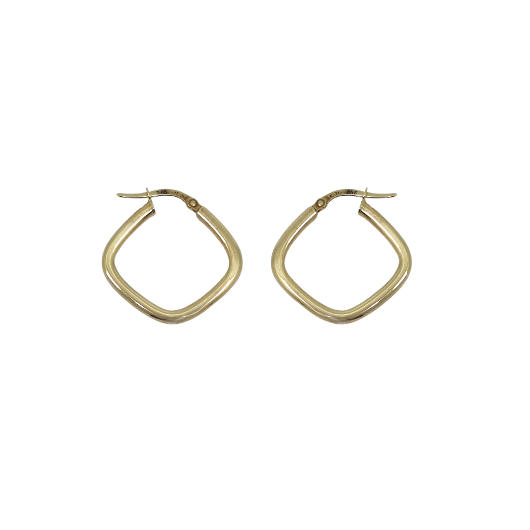 9ct Yellow Gold Square Creole Hoops